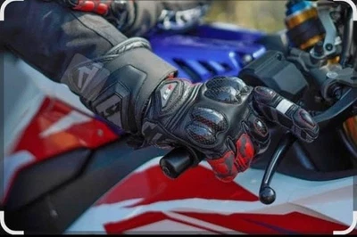 Motorbike Racing Gloves – Red & Black | Premium Leather Motorcycle Gloves | - Изображение 1 из 3