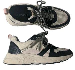 POSH by Poelman – METALLISCHE SHERPA-Sneaker in SCHWARZ x WEISS Damengröße 8,5 US - Bild 1 von 11