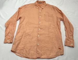 Tommy Bahama Relax Men's Orange 100% LINEN Long Sleeve Button Down Shirt Size M - Picture 1 of 8