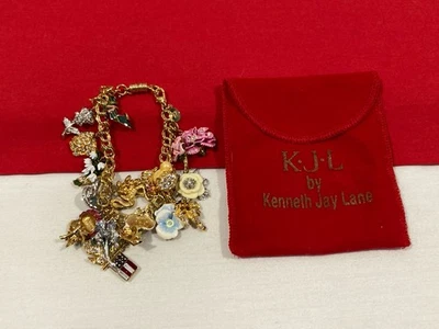 KJL Kenneth Jay Lane Nolan Miller CHARM BRACELET & 17 CHARMS Chain Bracelet 8.5" - Image 1 of 4