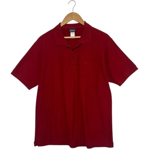 Camisa Polo Patagonia Para Hombres Mediana Roja Algodón Orgánico Bordado Logo Golf Preppy - Imagen 1 de 14