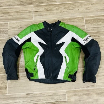 Joe Rocket бластер кожи с подкладкой мотоциклетная куртка мужская 48 черный зеленый XL - Изображение 1 из 4