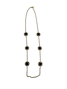 Hermoso Collar MONET Negro Gris Piedra Transparente Tono Dorado 16 Pulgadas - Imagen 1 de 4