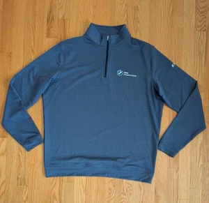 PETER MILLAR Mens Large 1/4 Zip Perth Performance Pullover Navy BMW Championship - Picture 1 of 11