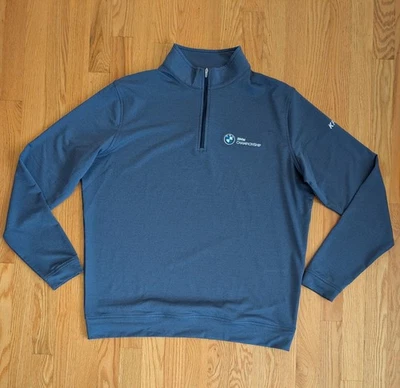 PETER MILLAR Mens Large 1/4 Zip Perth Performance Pullover Navy BMW Championship - Image 1 of 4