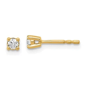Diamante cultivado en laboratorio redondo de 1/6 quilates de oro amarillo de 14 k 4 puntas pesado peso Pendientes - Imagen 1 de 6