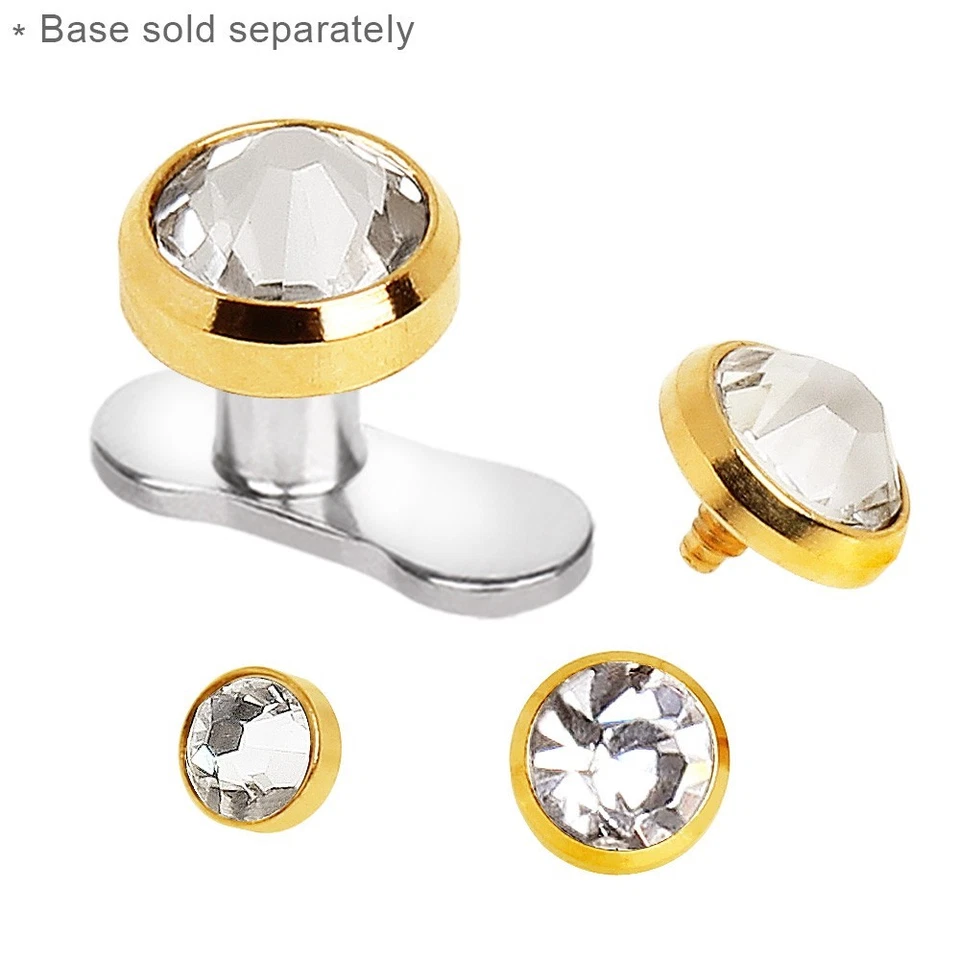 Gold Plated Dermal Top with Clear Cubic Zirconia 1.6mm - Image 1 of 1