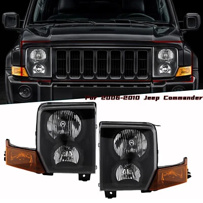 For 2006-2010 Jeep Commander Left & Right Black Headlights CH2518117 CH2519117 Foto 1 de 4