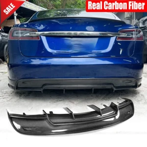 For Tesla Model S 60D 85D 2012-16 Carbon Fiber Rear Bumper Lip Diffuser Spoiler - Picture 1 of 12
