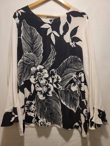 Diane Gilman Women's Top 100% Silk Floral Ivory Sequins 1X Ruffle Sheer Classy - Picture 1 of 5