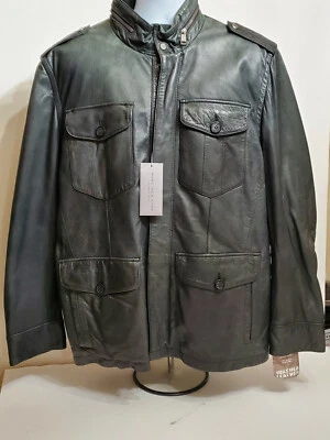 Chaqueta Marc New York Cuero Lavado 4 Bolsillos Talla L Gris Foto 1 de 4