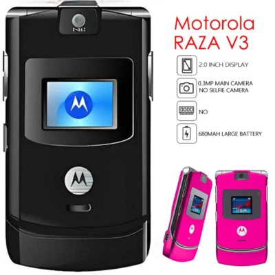 Unlocked Original Motorola RAZR V3 GSM 2G MP4Java CAMERA Retro Flip Mobile Phone - Image 1 of 4