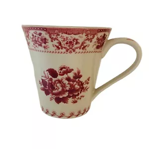 Taza Artesanal Powell Colección Cuddra Inspirada De Colección Rojo Beige Diseño Floral Nueva - Imagen 1 de 6