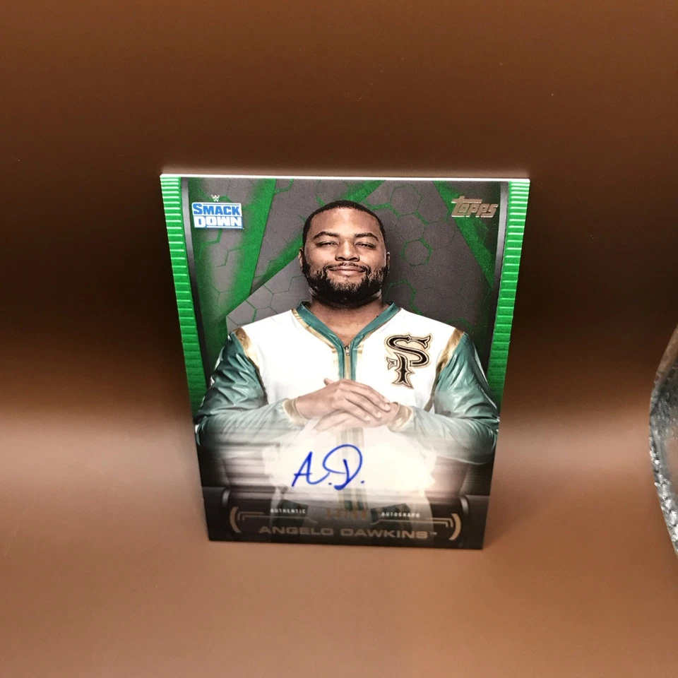 2021 Topps Undisputed WWE Angelo Dawkins Green Auto Autograph #13/50 SmackDown - Image 1 of 2