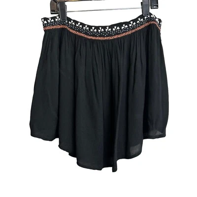 INDAH черный вышитый мини юбка женщин маленький богемный пляж отпуск богемное - Изображение 1 из 4