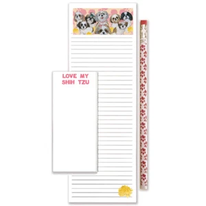 Shih Tzu To Do List Magnetic Shopping Pad Notepad & Pencil Gift Set - Picture 1 of 1