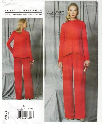 Vogue 1525 Rebecca Vallance uncut pattern custom plus sizes 14-22 pants & blouse - Image 1 of 2