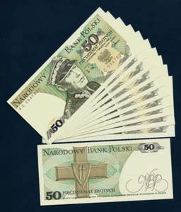 POLAND 50 ZLOTYCH P-142 1988 x 10 Pcs UNC Lot PACK BUNDLE Polish Currency NOTE - Picture 1 of 6