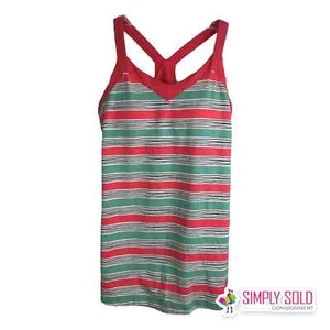 Patagonia Women's Pink Green Black White Striped Hotlin Athleisure Tank Top Sz S - Picture 1 of 8