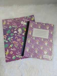 Yoobi Purple Composition Notebook W/Unicorn Print & Glittery Pocket Folder NEW! - Picture 1 of 7