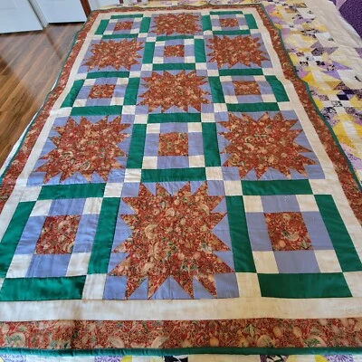Red with gold and Green Quilt - Image 1 of 4