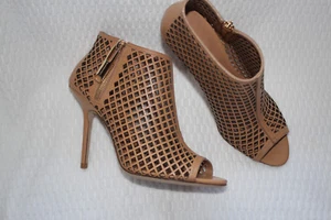 BURBERRY BARMBY CUTOUT OPEN TOE BOOTIE TAN #7us $895 - Picture 1 of 7