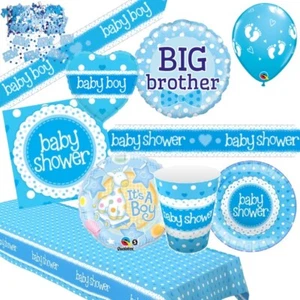 Boys Blue Baby Shower Decorations Banner Party Supplies Balloons Tableware - Picture 1 of 18