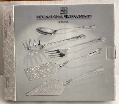 Juego de servir de 5 piezas de colección Intl Silver Co Kings utensilios plateados 99110735 nuevo en caja Foto 1 de 4