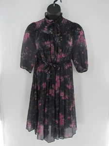 True Vintage 1950 1970 Women’s Black Floral Dress Pleated Skirt Bottom Sz: Large - Picture 1 of 4
