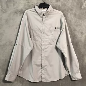 Columbia PFG Button Down Shirt Gray Omni-Shade Vented Long Sleeve Size XL Mens - Picture 1 of 16
