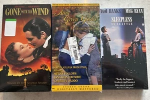 Lot Of 3 VHS MOVIES SEALED Gone With The Wind Sleepless In Seattle Anne Of Green - Picture 1 of 6