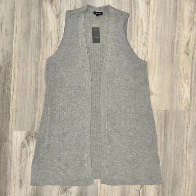 NUEVO CON ETIQUETAS Verve Ami Cárdigan Abierto Sin Mangas Plumero Chaleco Gris Claro Acrílico Talla XL Foto 1 de 4