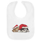 'Christmas Kitten & Puppy' Soft Cotton Baby Bib (BI00042496)