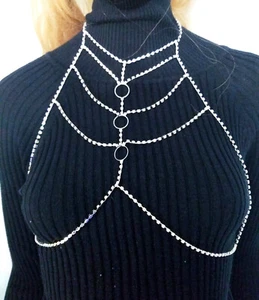 Rhinestone Body Chain Crystal Bra - Picture 1 of 12