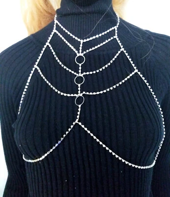 Sujetador de cristal con cadena corporal de diamantes de imitación Foto 1 de 4