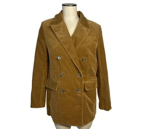 Banana Republic Oversized Corduroy Blazer Camel Brown Size 12 Double Breasted - Picture 1 of 10