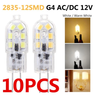 10PCS G4 Bi-pin 12 LED Lamp Light Bulb DC 12V 2835 SMD 6000K 2W 180LM White/Warm - Image 1 of 4
