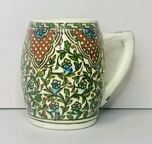 Vintage Iznik Tankard - Pottery Mug Folk Art - Islamic Turkish Jerusalem Kutahya - Picture 1 of 12