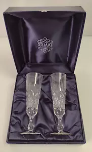 Stuart Crystal 30% Lead Crystal Champagne Flutes x2 - NEW - Picture 1 of 8
