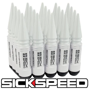 SICKSPEED 20 PC WHITE SPIKED ALUMINUM EXTENDED 108MM 3 PC LUG NUTS 14X1.5  - Picture 1 of 1