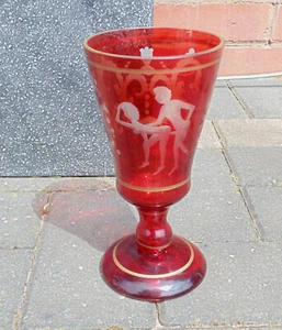 (#1525) cranberry bohemian glass erotic chalice - Picture 1 of 11