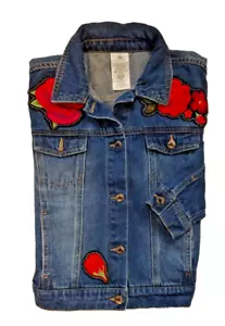 Disney Girl's Princess Belle Rose Denim Jacket with Accessories Size 9/10 - Picture 1 of 8
