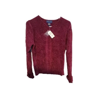 Suéter Charter Club mediano borgoña oscuro cuello en V para mujer Foto 1 de 4