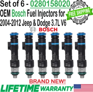 BRAND NEW Genuine Bosch 6Pcs Fuel Injectors for 2004-2012 Jeep Liberty 3.7L V6 - Picture 1 of 10