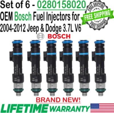 BRAND NEW Genuine Bosch 6Pcs Fuel Injectors for 2004-2012 Jeep Liberty 3.7L V6 — 第 1/4 张图片