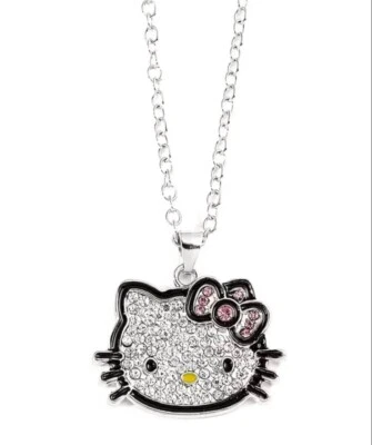 Collar de plata colgante cara de Hello Kitty con diamantes de imitación de Sanrio Hello Kitty Foto 1 de 3