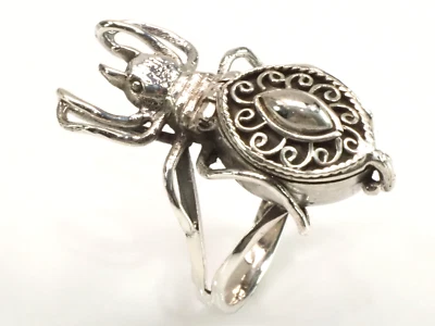 Giftring Ring Spinne mit Fach, Dose, Box, Geheimfach 925 Sterlingsilber; K59 46 - Bild 1 von 4