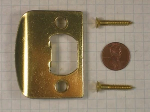 FULL LIP LOCK STRIKE, STEEL, BRASS-PLATED, 2-1/4" HEIGHT, 1-3/4" WIDTH - Picture 1 of 4