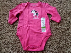 JUMPING BEANS girl's NWT sz 9M LS cotton bodysuit Puppy Princess pink w/stars - Picture 1 of 4