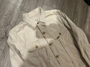 Orslow Beige Cotton Slim Cropped Rider Denim Jacket Trucker 3 JAPAN - Picture 1 of 8